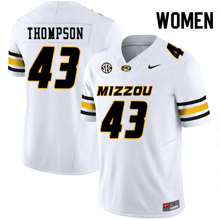 Women #43 Isaac Thompson Missouri Tigers College Football Jerseys Stitched-White